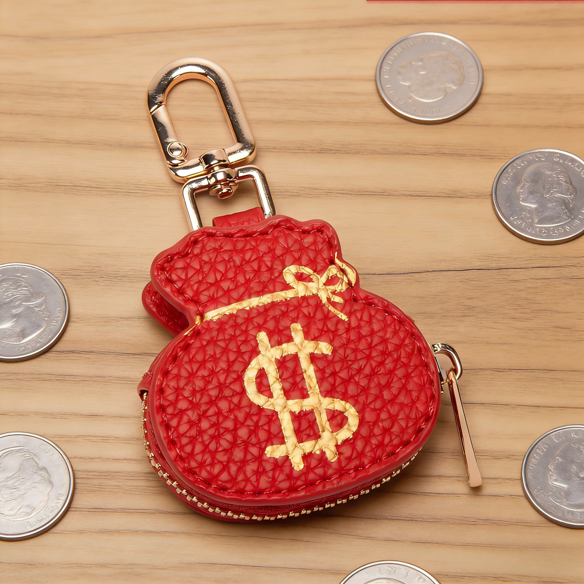 Lucky Money Bag Mini Coin Pouch Bag Charm with Keychain Attachment