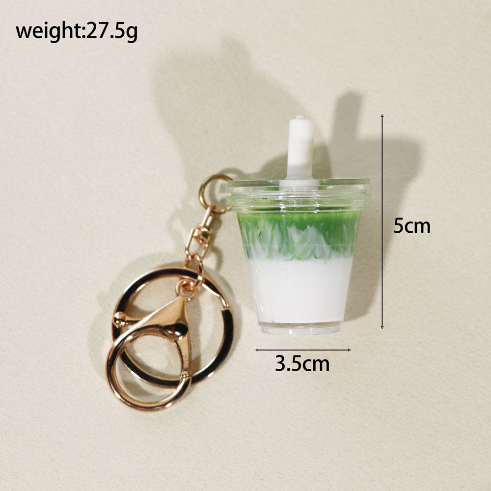 Mini Ice American Matcha Latte Bag Charm with Keychain Attachment
