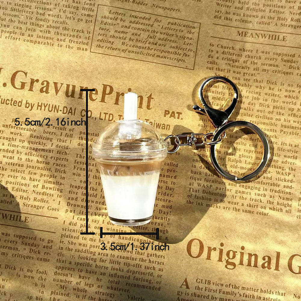 Mini Ice American Matcha Latte Bag Charm with Keychain Attachment