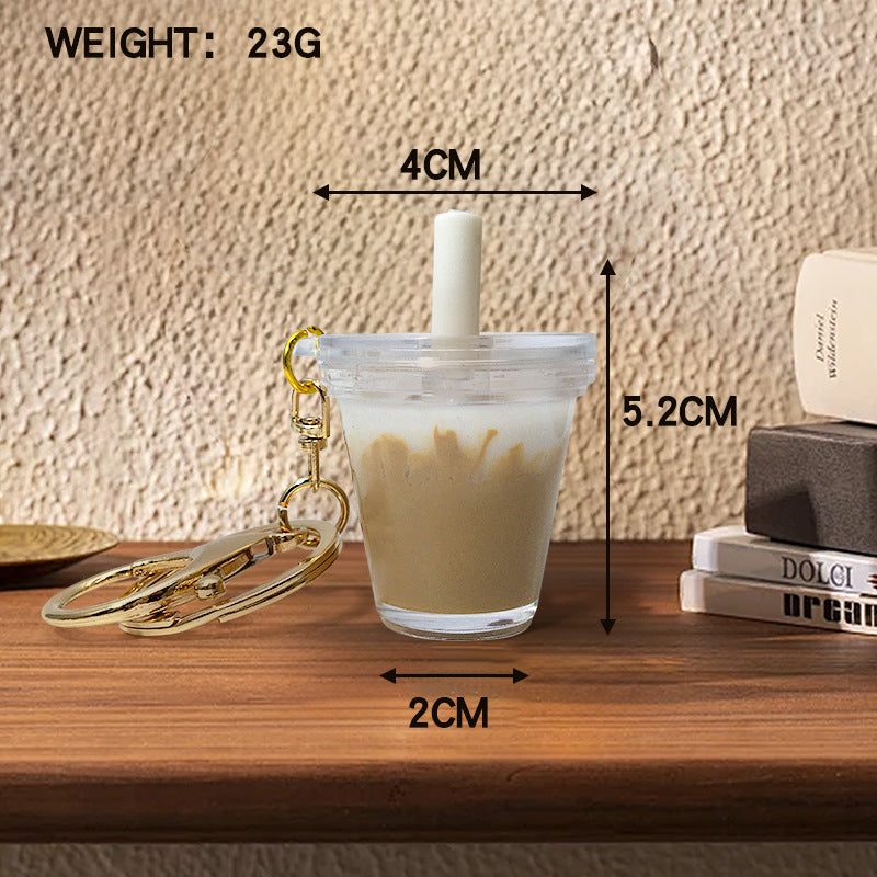 Mini Ice American Matcha Latte Bag Charm with Keychain Attachment