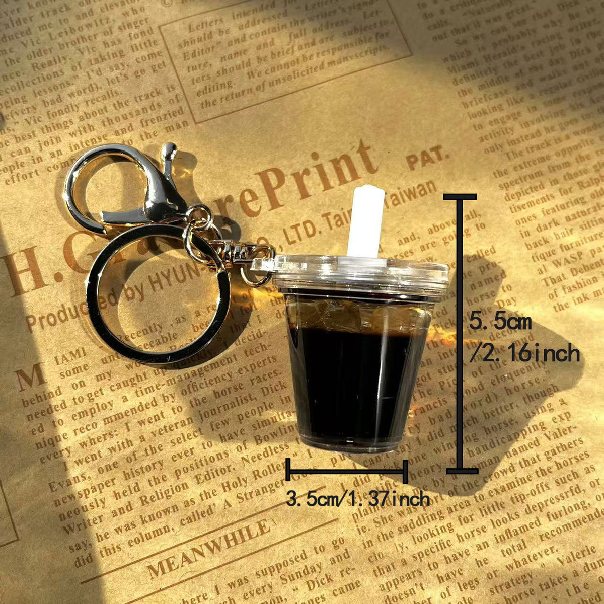 Mini Ice American Matcha Latte Bag Charm with Keychain Attachment