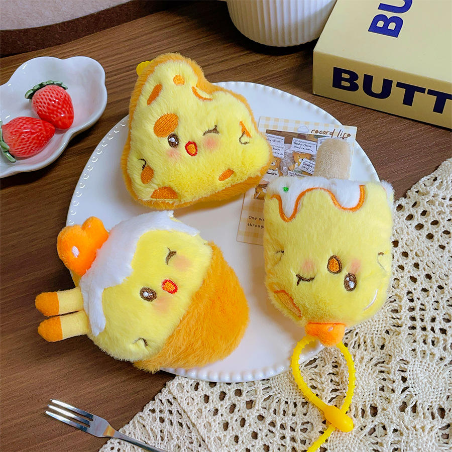 Chicken and Cheese Plush Bag Charm 3 food variants