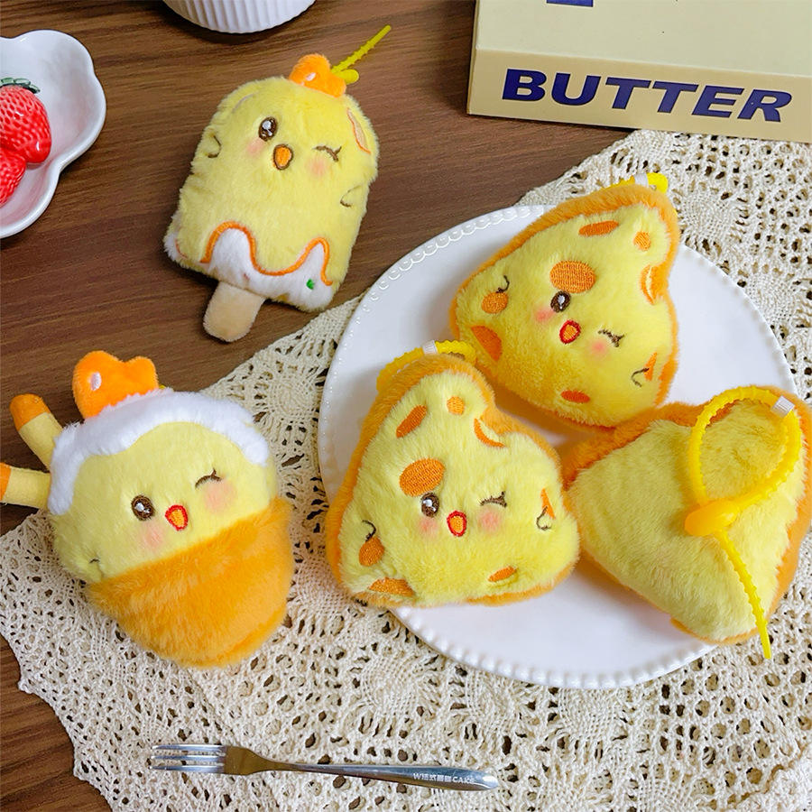 Chicken and Cheese Plush Bag Charm 3 food variants