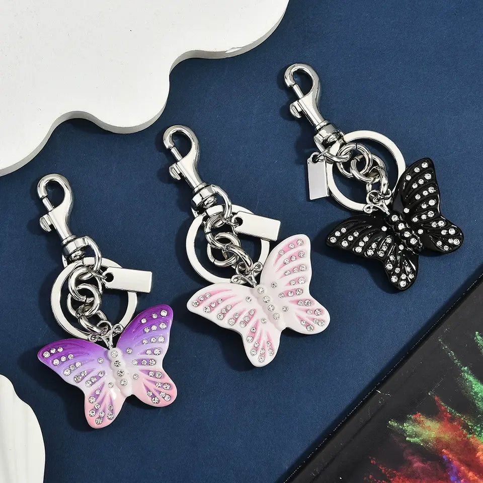 Rhinestone Butterfly Bag Charm 3 colors