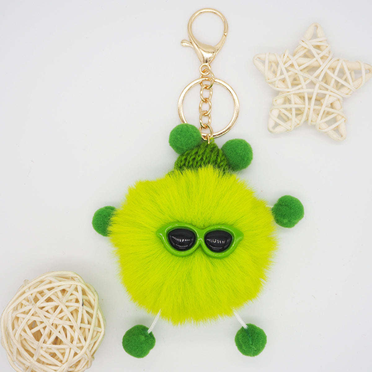 Fuzzy Pom Pom Bag Charm Color variants