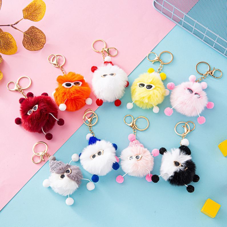 Fuzzy Pom Pom Bag Charm Color variants