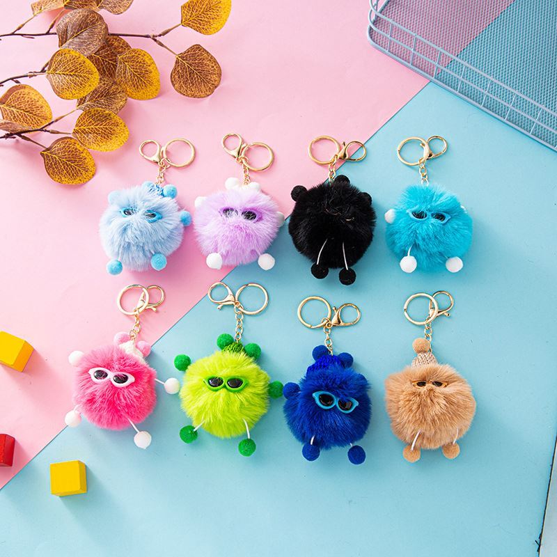 Fuzzy Pom Pom Bag Charm Color variants