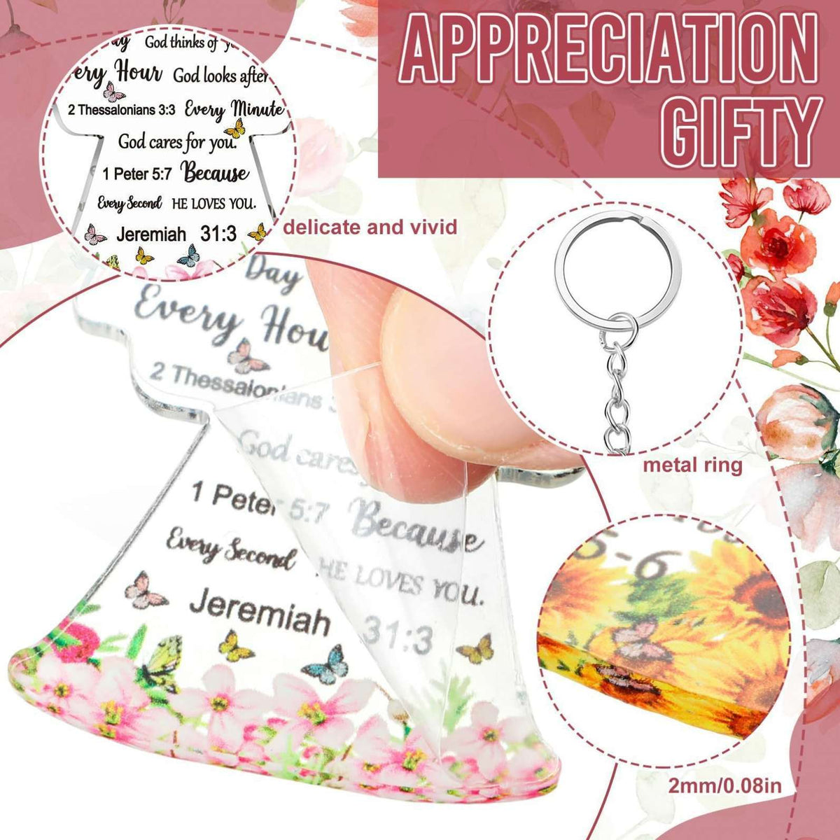 Holiday Acrylic Bag Charm Round/butterfly/cross/angel variants