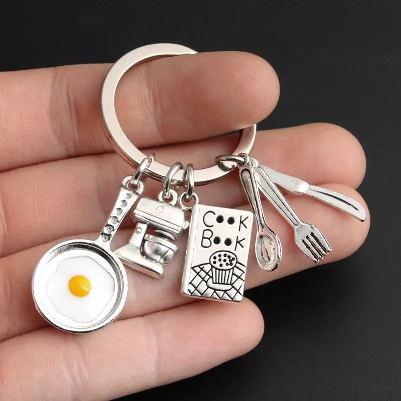 Mini Metal Kitchen Utensils Set Bag Charm 4 color images