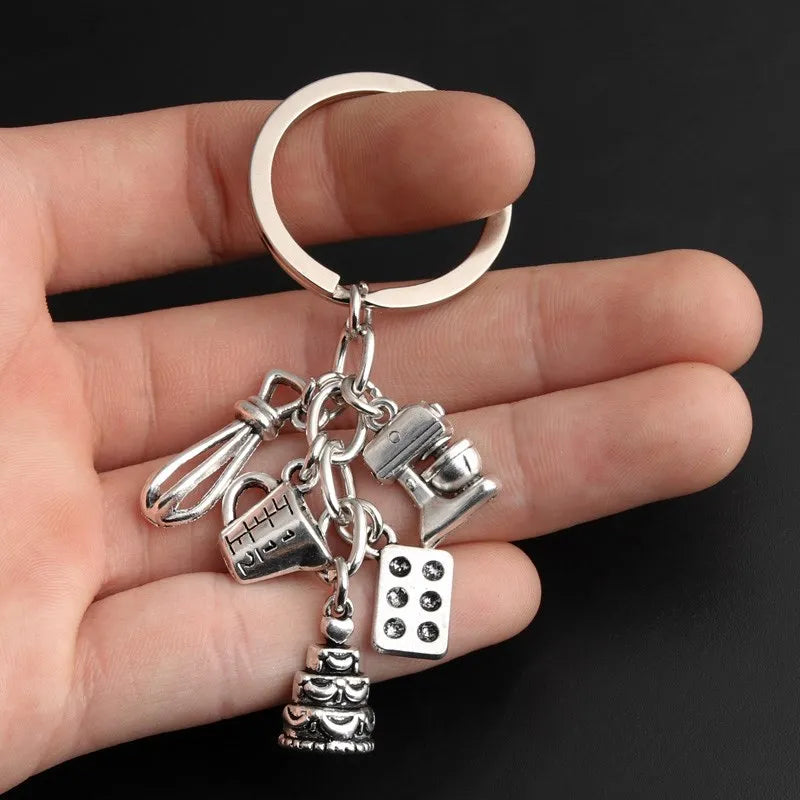 Mini Metal Kitchen Utensils Set Bag Charm 4 color images