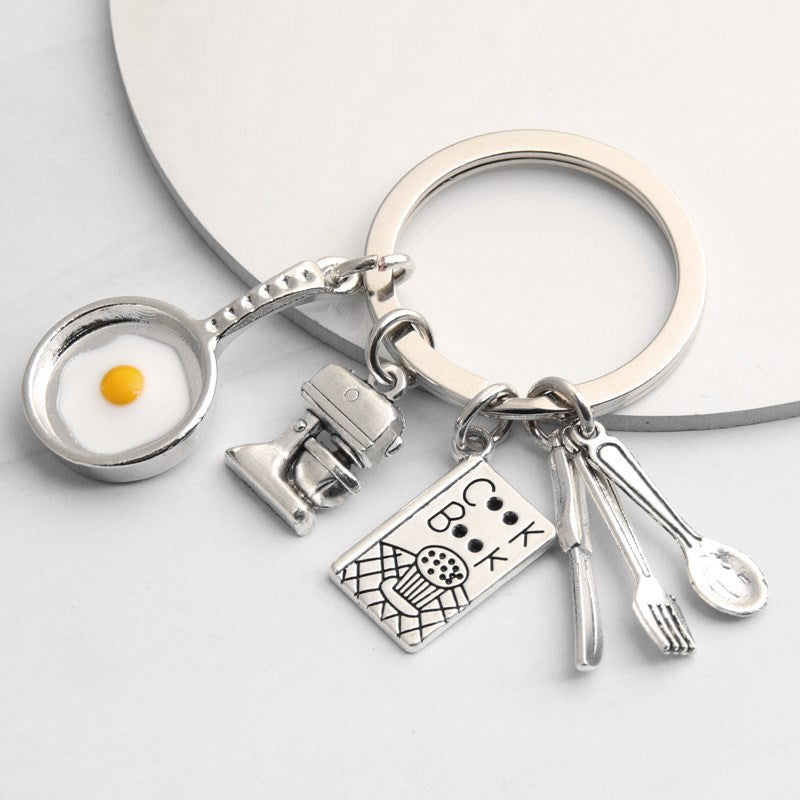 Mini Metal Kitchen Utensils Set Bag Charm 4 color images