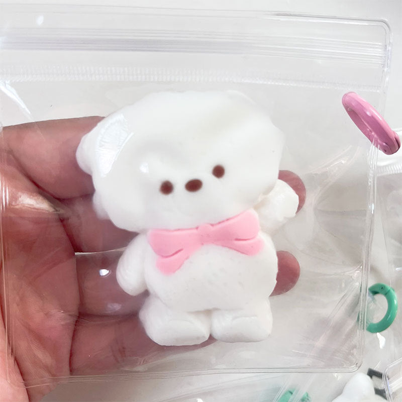 Bear Squishy Bag Charm — Pink Bow