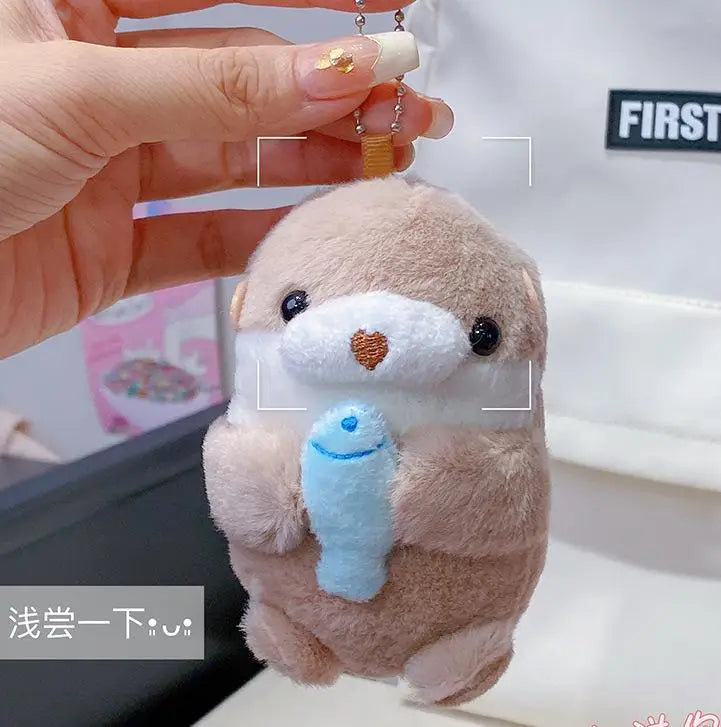 Otter Plush Bag Charm with Keychain Attachment