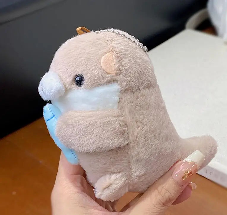 Otter Plush Bag Charm with Keychain Attachment