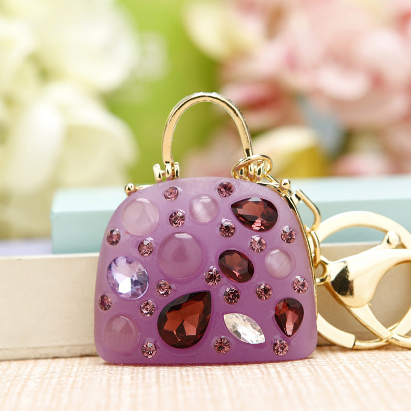 Crystal Handbag Bag Charm — Purple