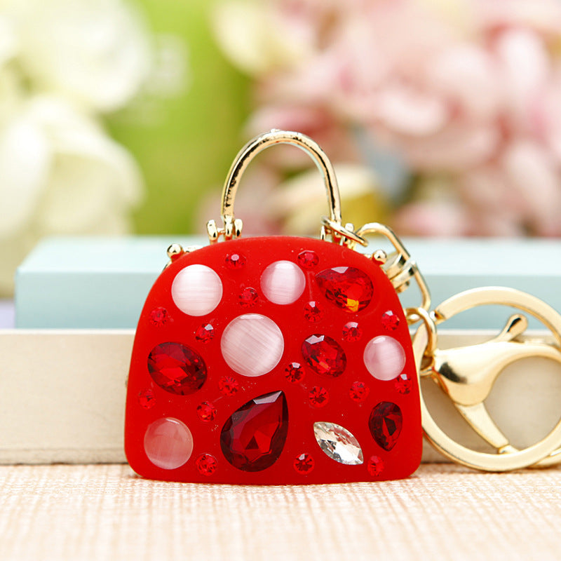 Crystal Handbag Bag Charm — Red
