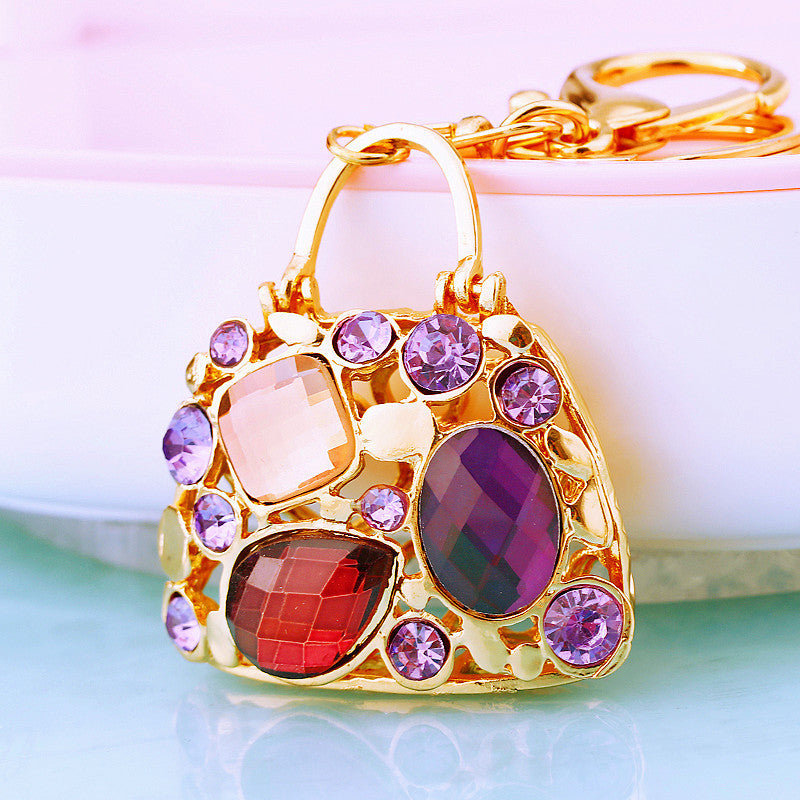 Crystal Handbag Bag Charm — Multicolor Purple