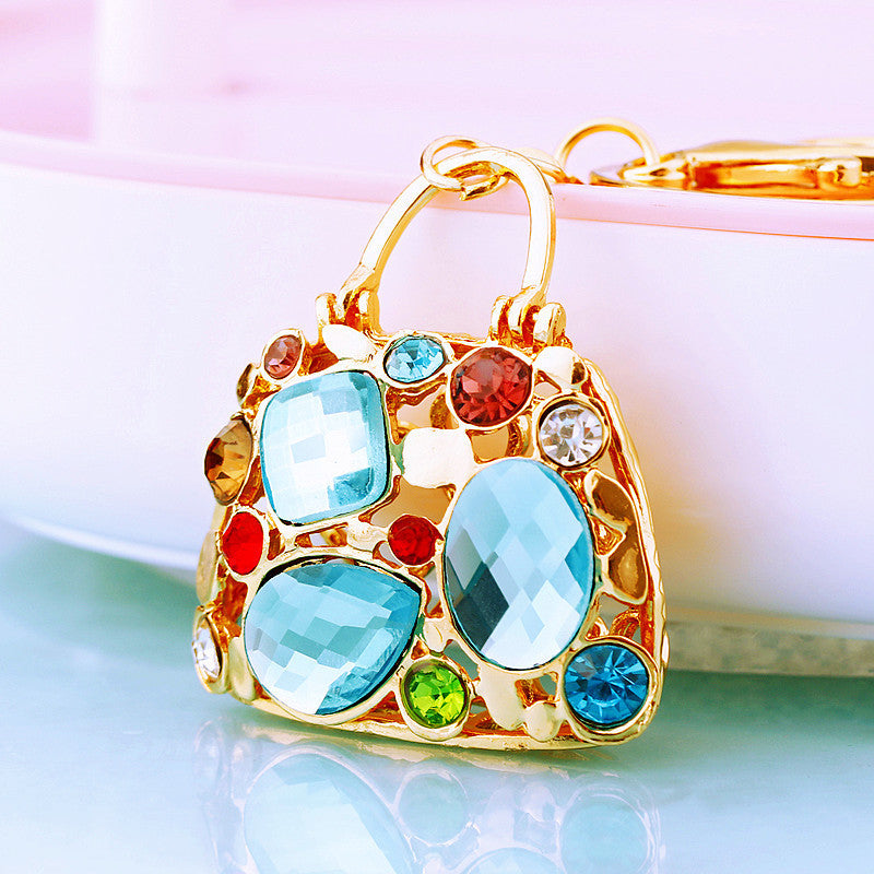 Crystal Handbag Bag Charm — Multicolor Blue