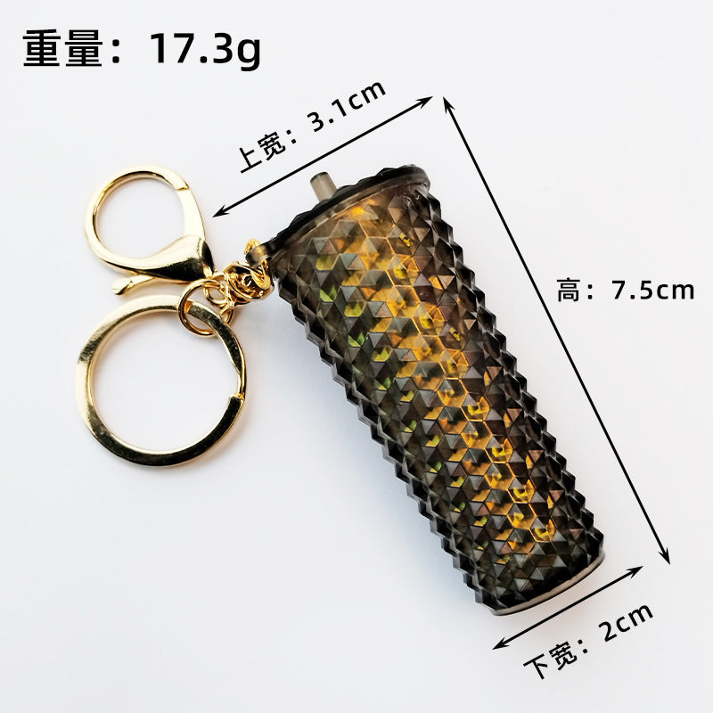 Studded mini coffee cup bag charm — Black & Gold