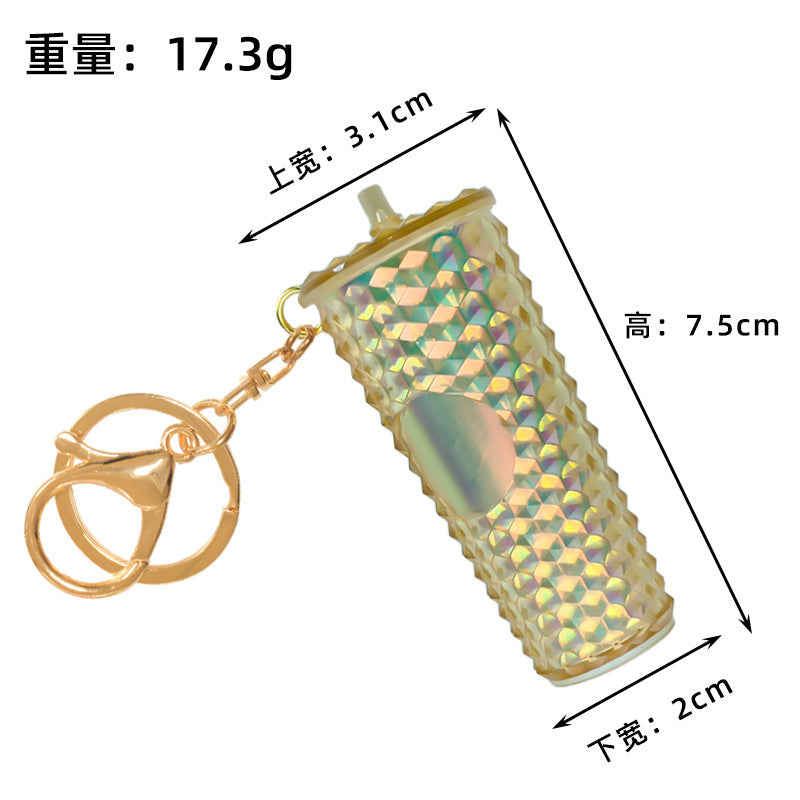 Studded mini coffee cup bag charm — Champagne Iridescent