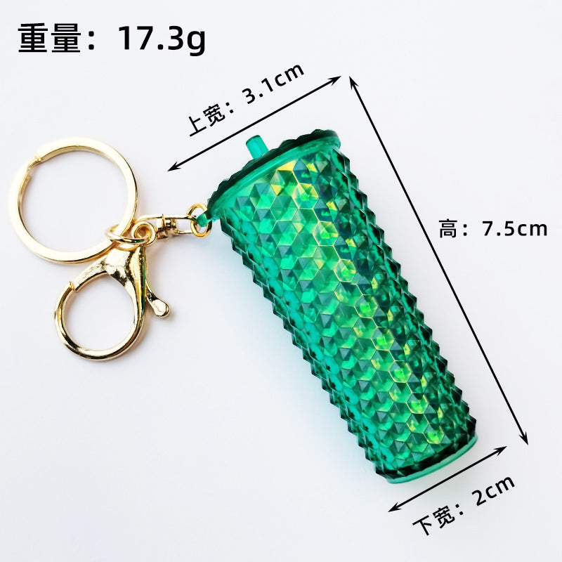 Studded mini coffee cup bag charm — Emerald Green