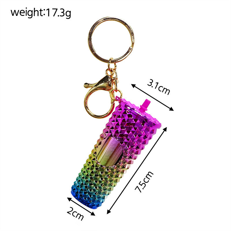 Studded mini coffee cup bag charm — Rainbow