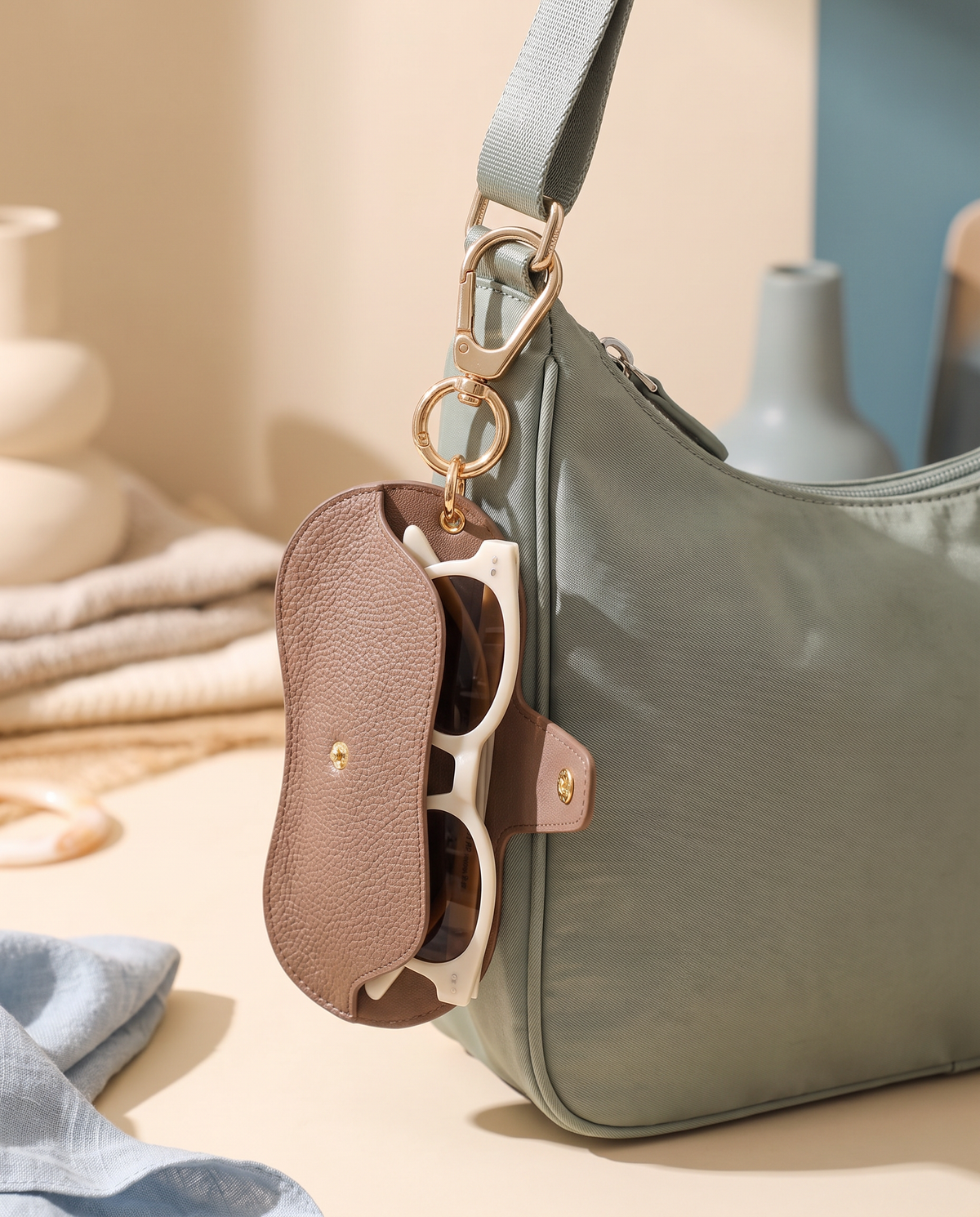 Soft Leather Glasses Bag Charm alternate view 1
