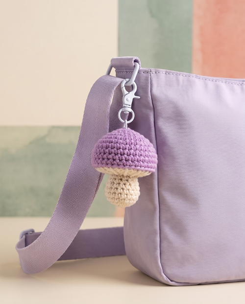 Crochet Mushroom Bag Charm alternate view 1