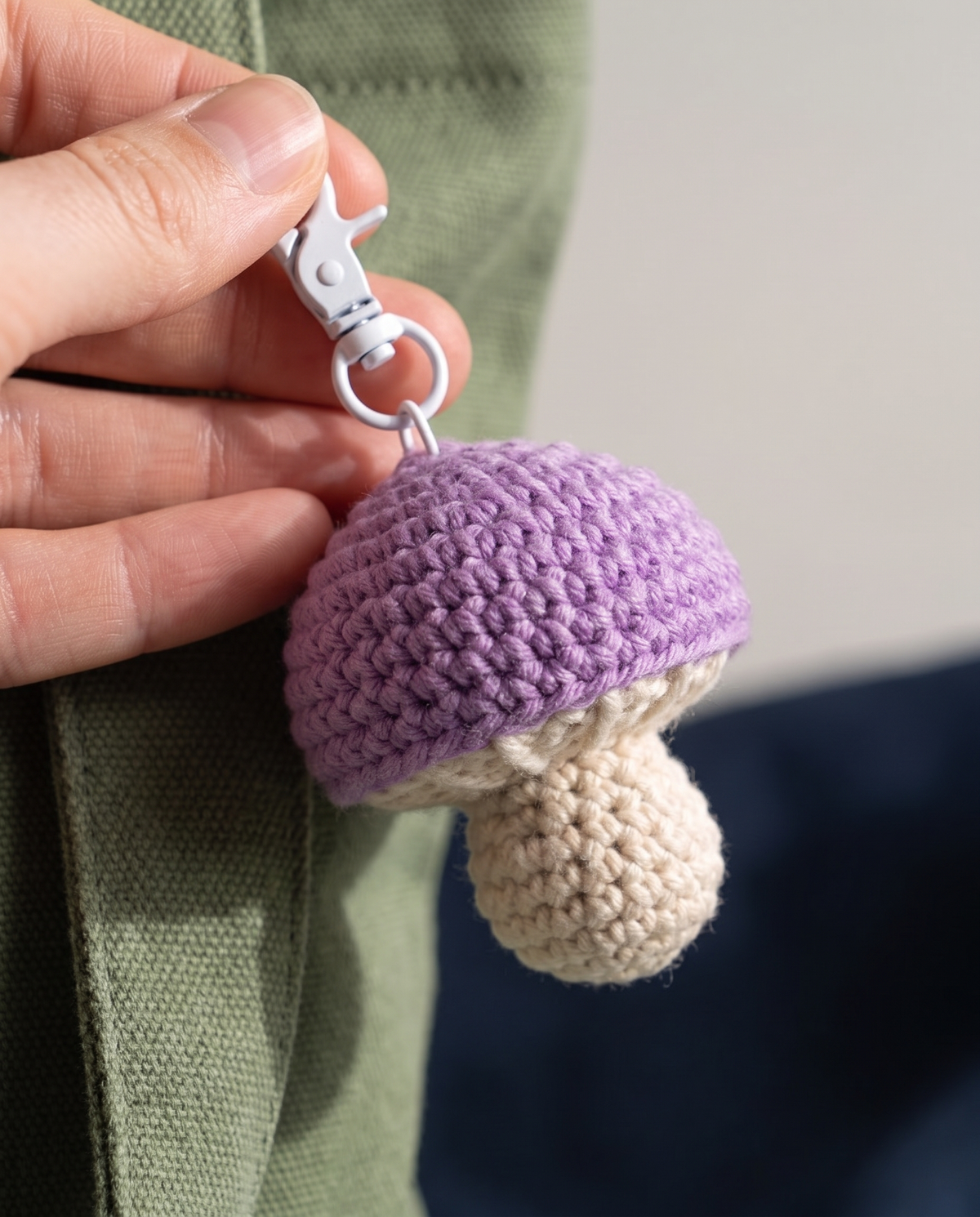 Crochet Mushroom Bag Charm alternate view 2
