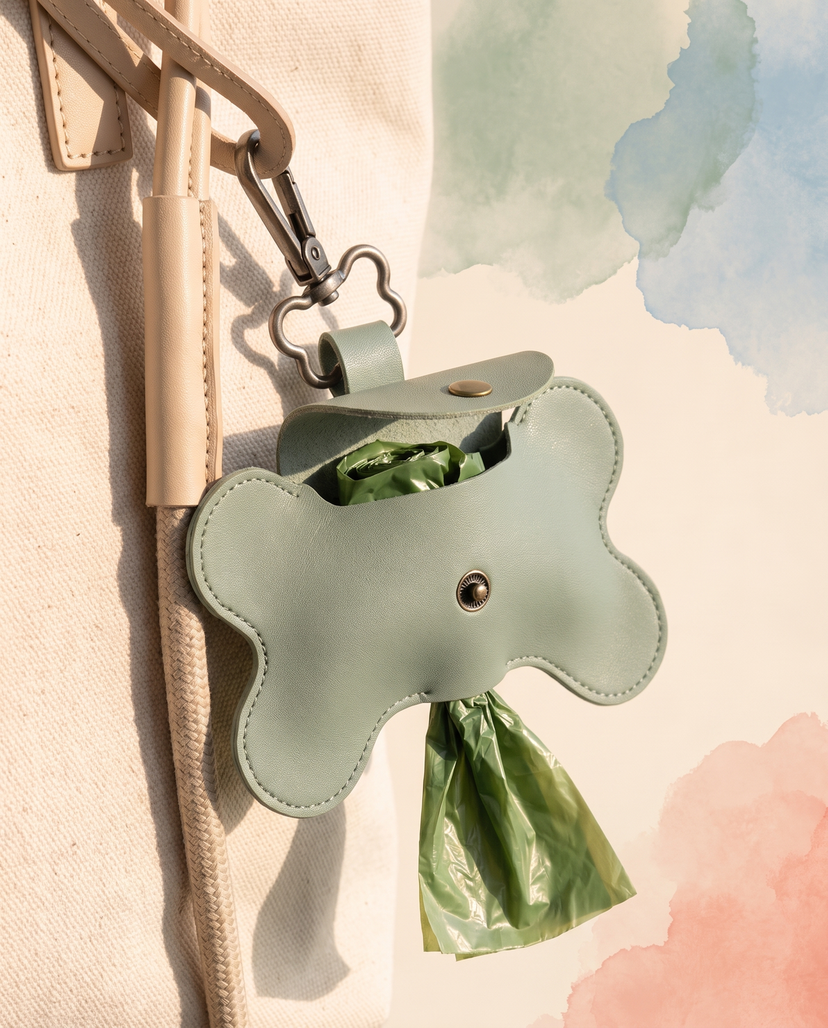 PU Leather Dog Waste Bag Holder Charm alternate view 2