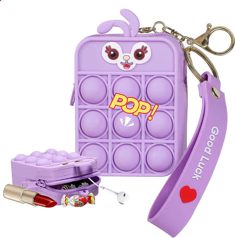 Purple Rabbit Popper Coin Pouch Bag Charm