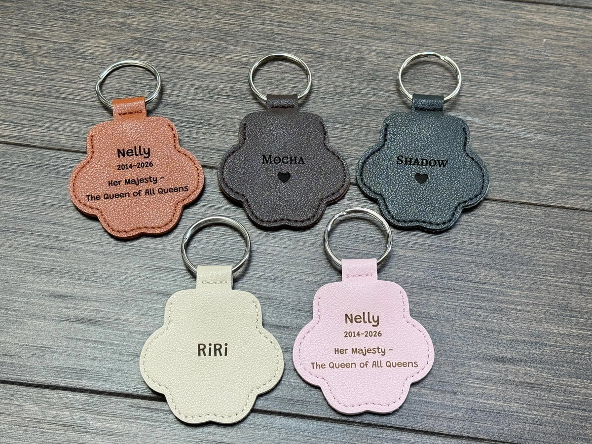 Pet Memorial Paw Bag Charm with Keychain Attachment