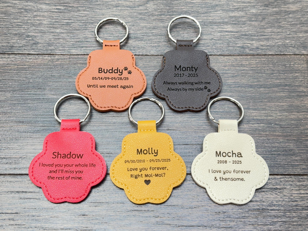 Pet Memorial Paw Bag Charm with Keychain Attachment