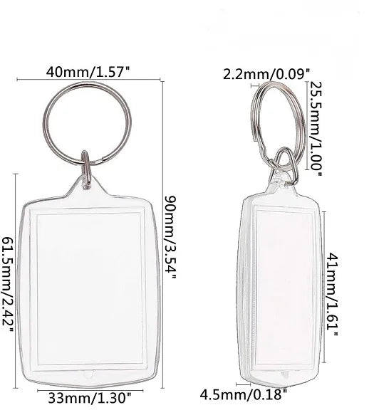 Pet Photo Insert Bag Charm with Keychain Attachment