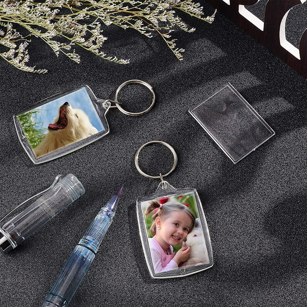 Pet Photo Insert Bag Charm with Keychain Attachment