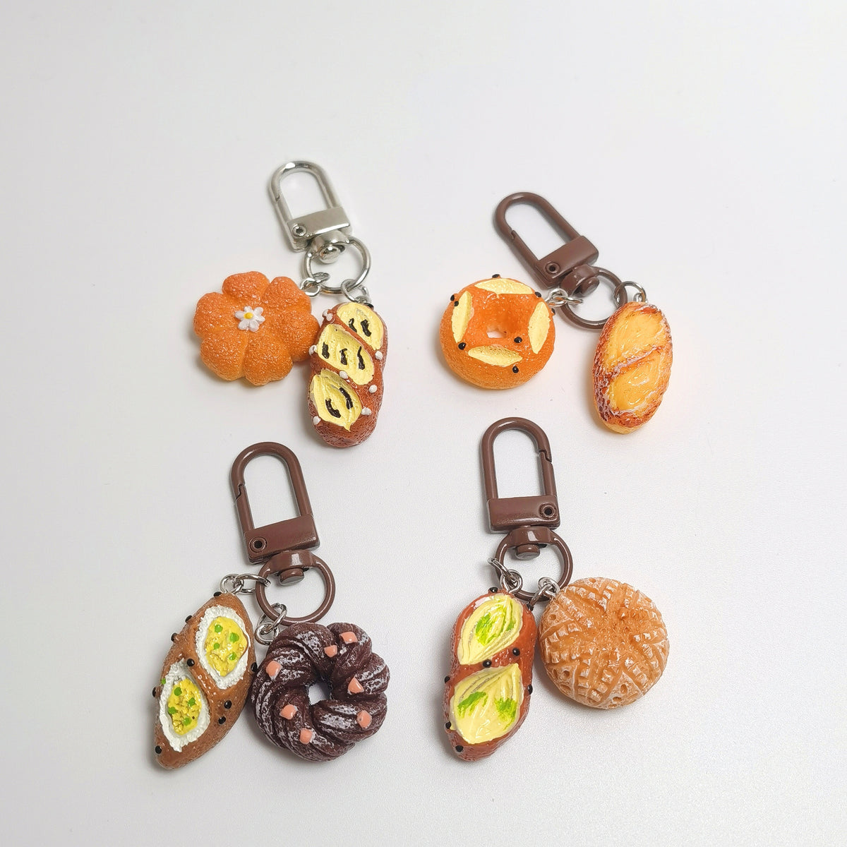 Mini Bread , Schoolbag Bag Charm with Keychain Attachment