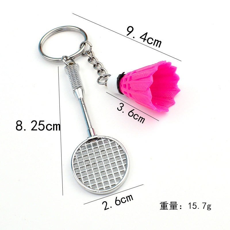 Mini Badminton Racket and Bag Charm with Carabiner