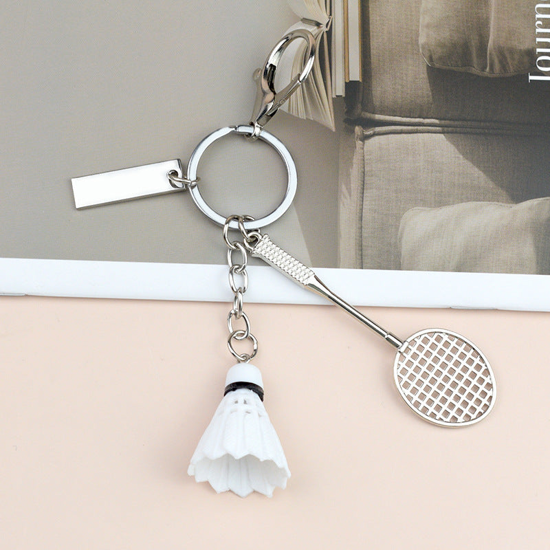 Mini Badminton Racket and Bag Charm with Carabiner