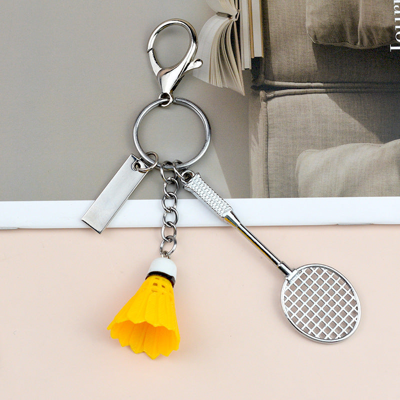 Mini Badminton Racket and Bag Charm with Carabiner