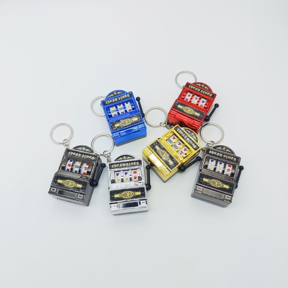 Mini Electroplated Slot Machine Functional Bag Charm with Keychain Attachment