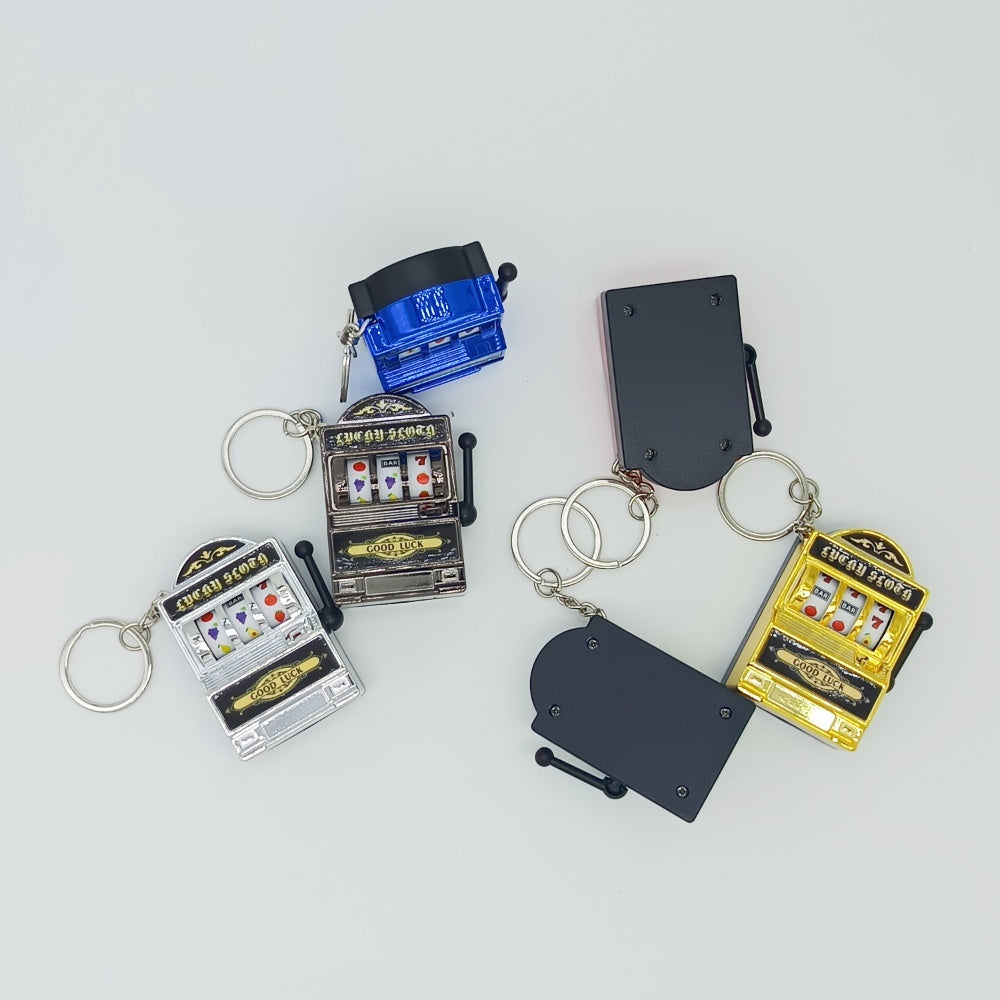 Mini Electroplated Slot Machine Functional Bag Charm with Keychain Attachment