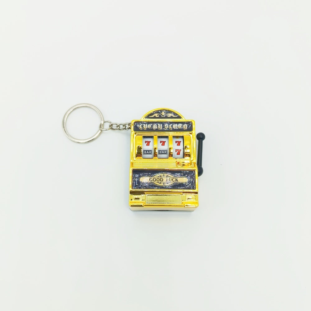 Mini Electroplated Slot Machine Functional Bag Charm with Keychain Attachment