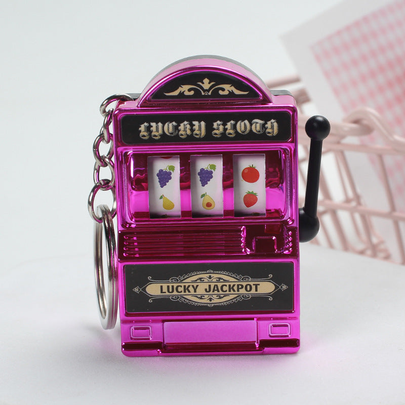Mini Electroplated Slot Machine Functional Bag Charm with Keychain Attachment