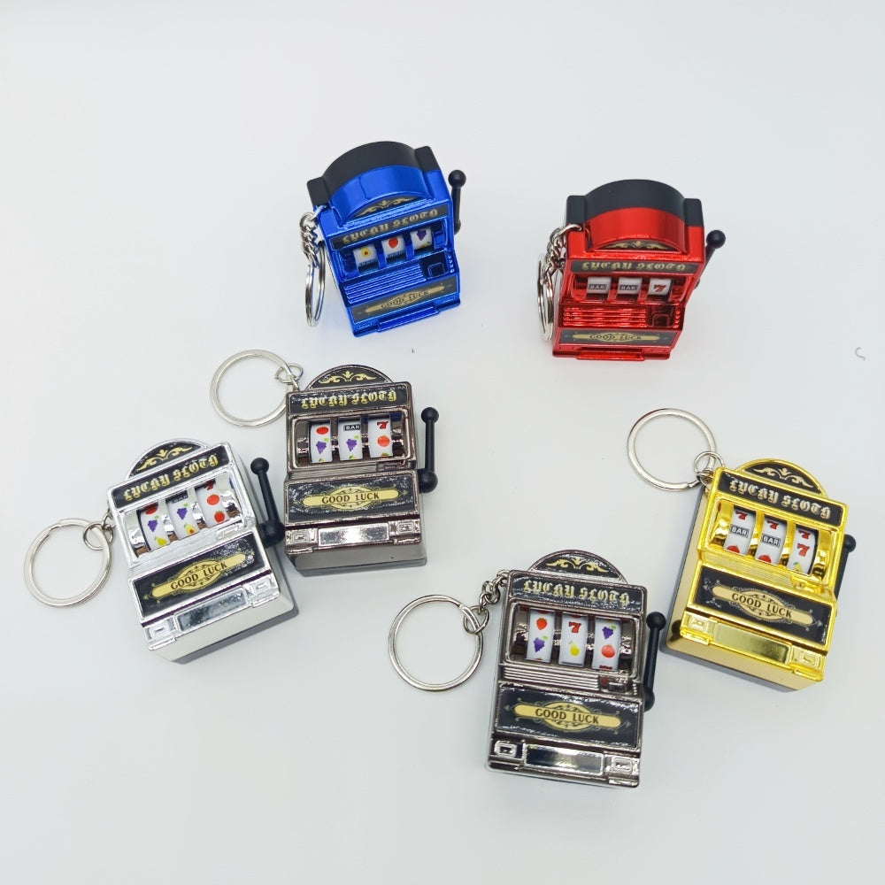 Mini Electroplated Slot Machine Functional Bag Charm with Keychain Attachment