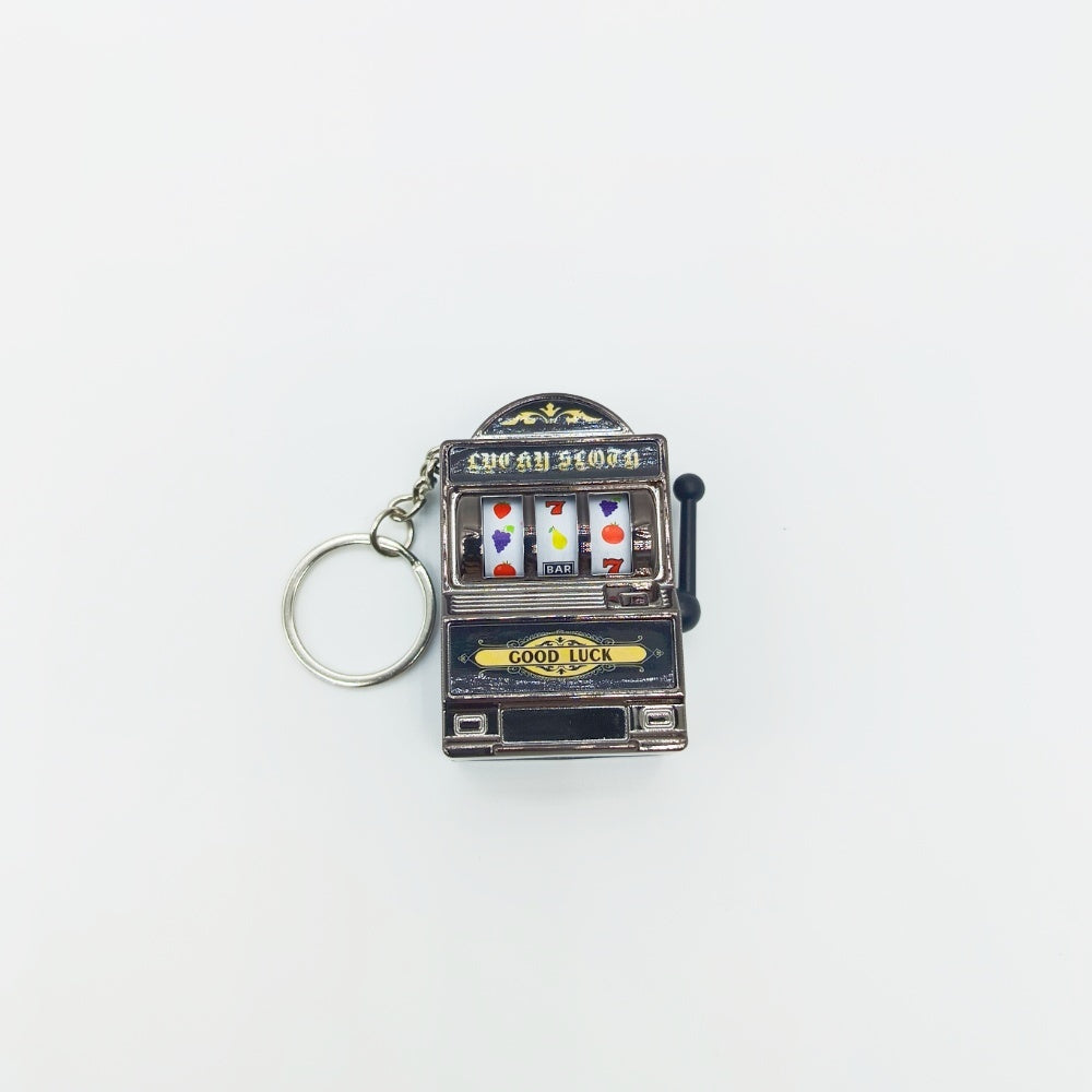 Mini Electroplated Slot Machine Functional Bag Charm with Keychain Attachment