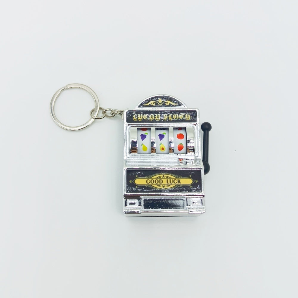 Mini Electroplated Slot Machine Functional Bag Charm with Keychain Attachment