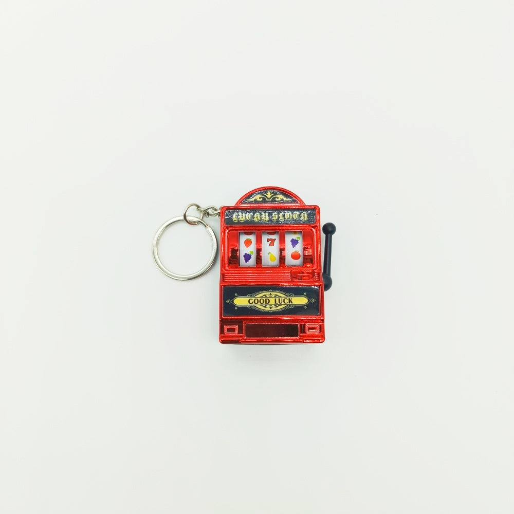Mini Electroplated Slot Machine Functional Bag Charm with Keychain Attachment