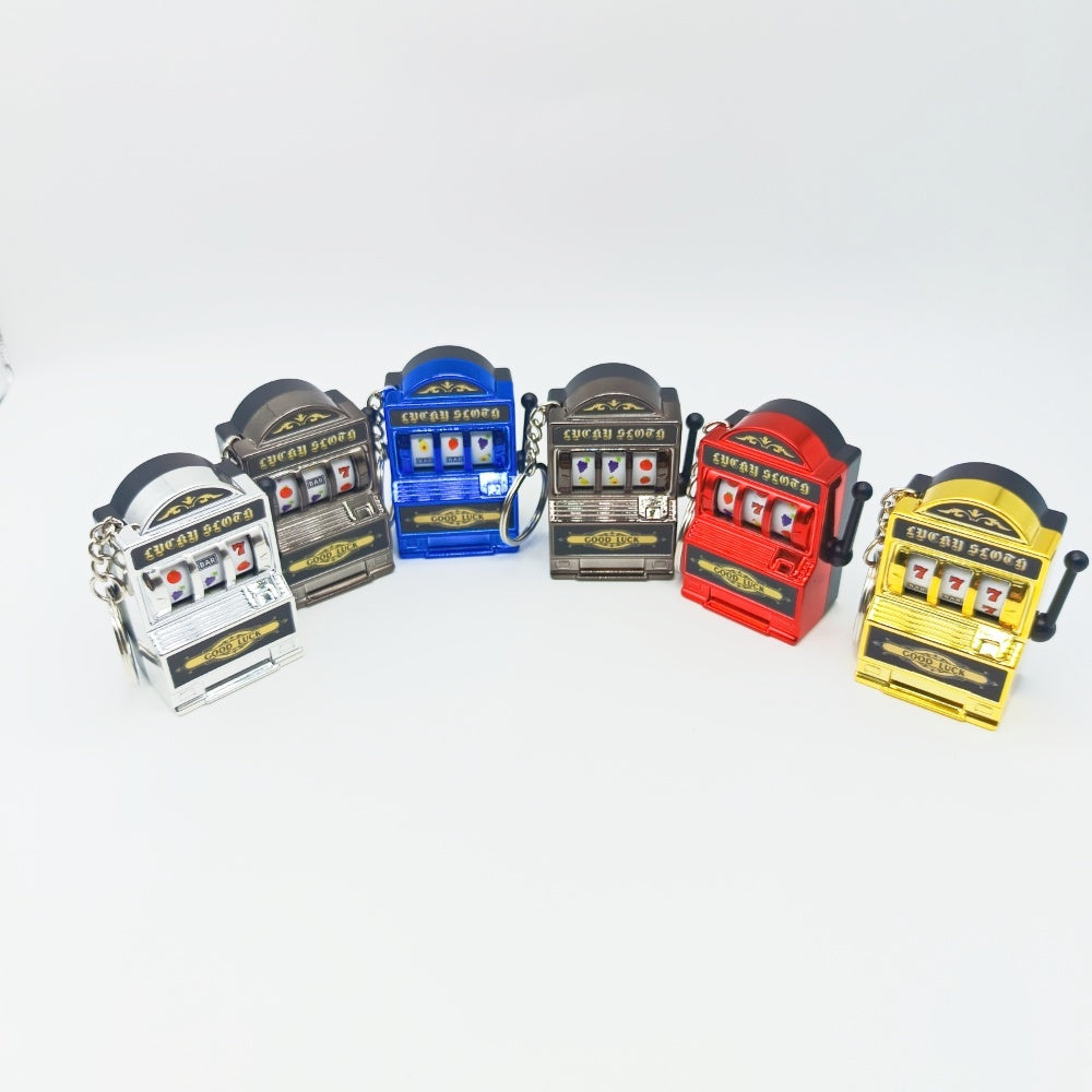 Mini Electroplated Slot Machine Functional Bag Charm with Keychain Attachment
