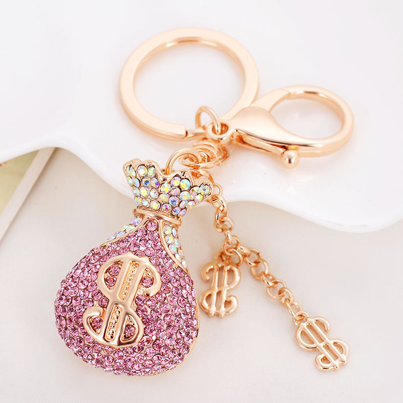 Crystal Rhinestone Fortune Bag Lucky Bag Charm with Carabiner