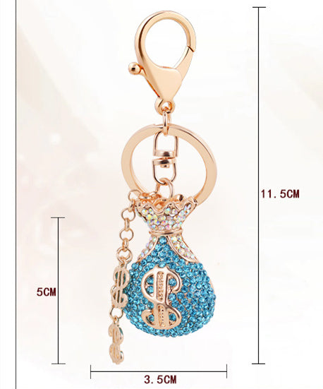 Crystal Rhinestone Fortune Bag Lucky Bag Charm with Carabiner